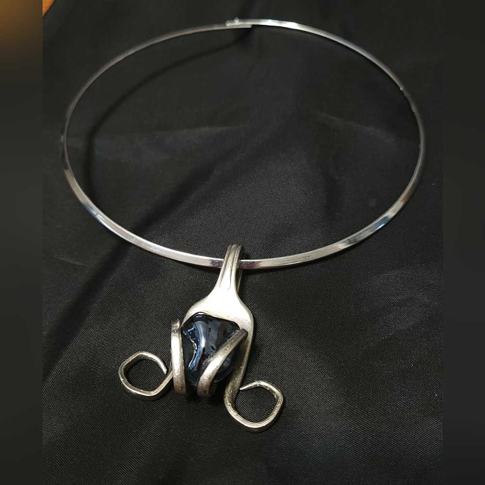 Handmade Silver Fork Pendant with collar. Preloved.